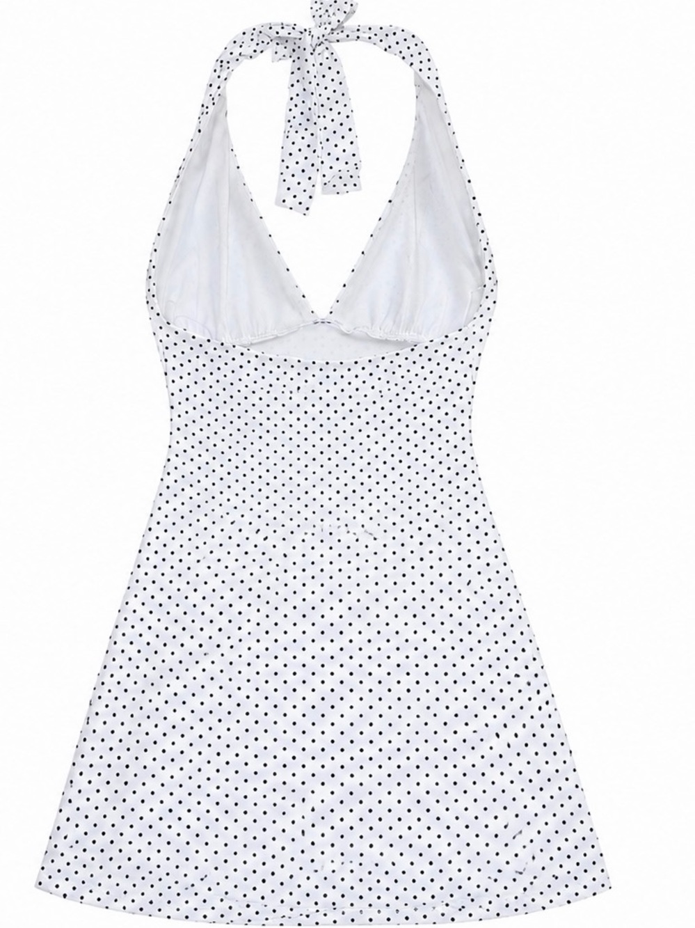 Classic White Polka Dot Halter Swim Dress